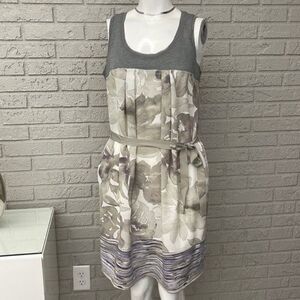 Simply Vera Wang Women Gray Sleeveless Floral Print Dress Size M